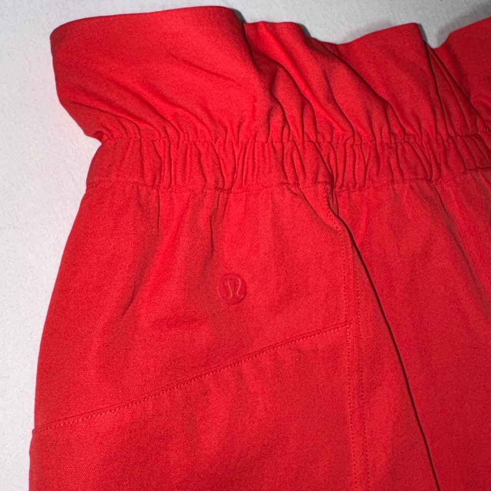 Lululemon Trip Taker Skirt Size 8 Red Paperbag Linen Blend Pockets Elastic Waist - Picture 8 of 8